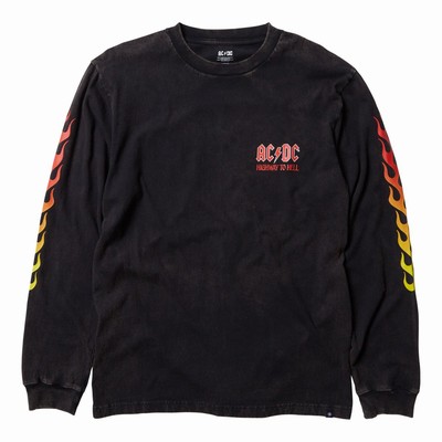 DC AC/Highway To Hell Long Sleeve Men's Black T-Shirt Australia Sale WVO-259